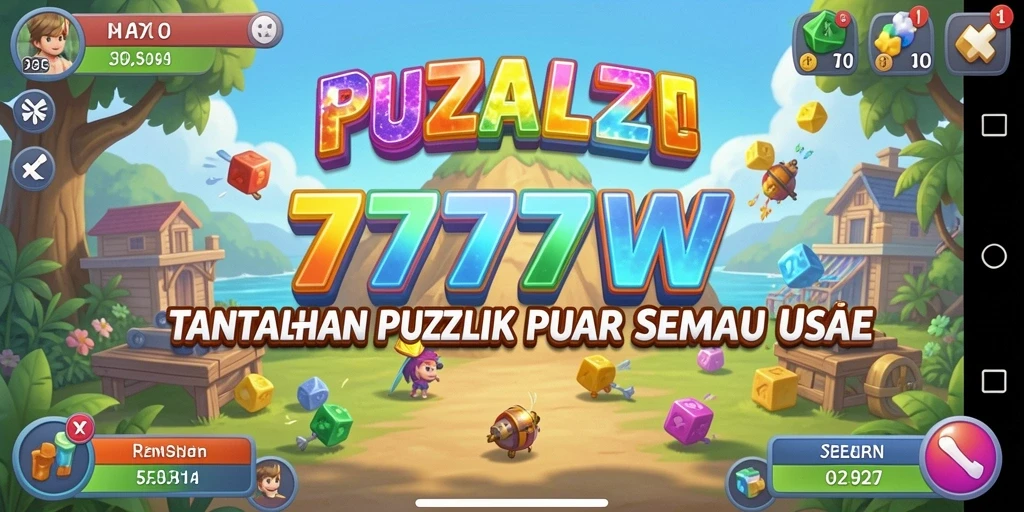Tangkapan layar menampilkan gameplay seru dari 7777W dengan berbagai teka-teki.