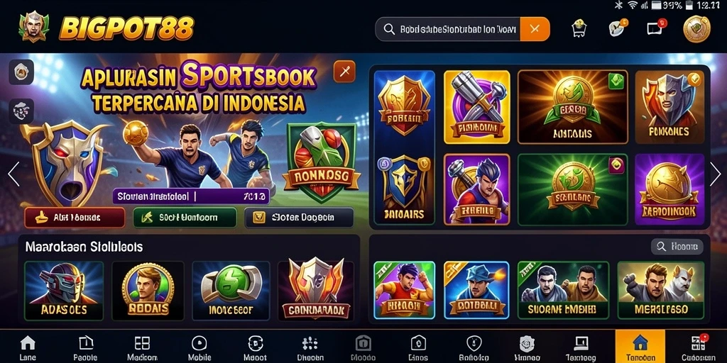 Tampilan screenshot utama BIGPOT88 menampilkan antarmuka sportsbook yang menarik.