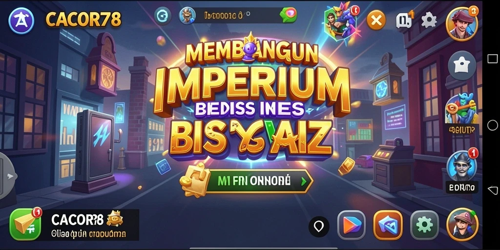 Screenshot gameplay CACOR78 yang menampilkan pembangunan bisnis.