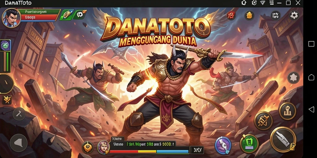 Screenshot gameplay <strong>DANATOTO</strong> menampilkan pertarungan intens dan karakter unik.