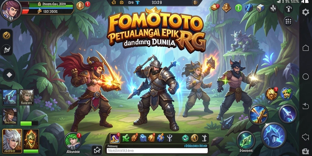 Screenshot gameplay FOMOTOTO yang menampilkan pertarungan seru di dunia RPG.