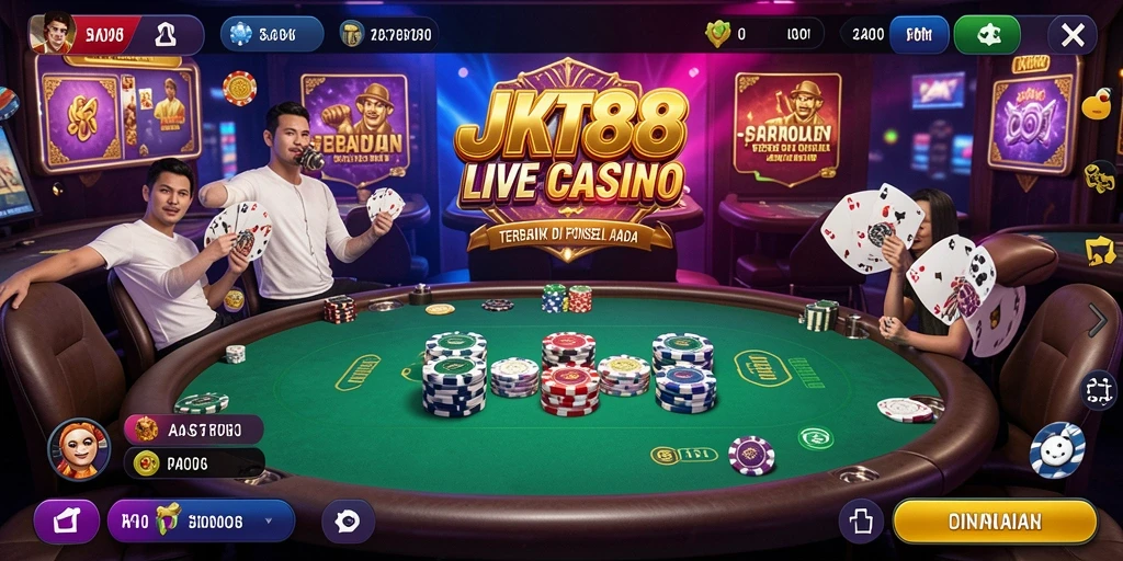 Screenshot gameplay Live Casino JKT88 dengan dealer langsung yang profesional.