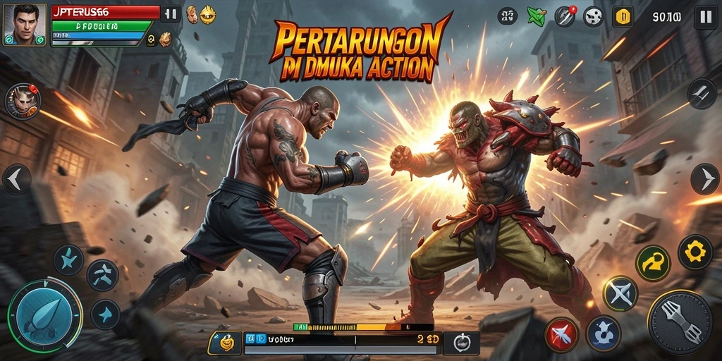 Tampilan aksi seru dalam gameplay JPTERUS66.