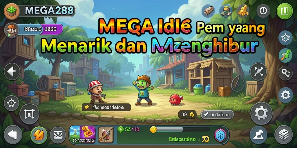 Screenshot utama MEGA288 menunjukkan gameplay Idle yang seru dan interaktif.