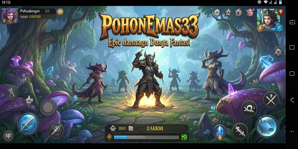 Tampilan gameplay RPG yang mendebarkan dalam POHONEMAS33.